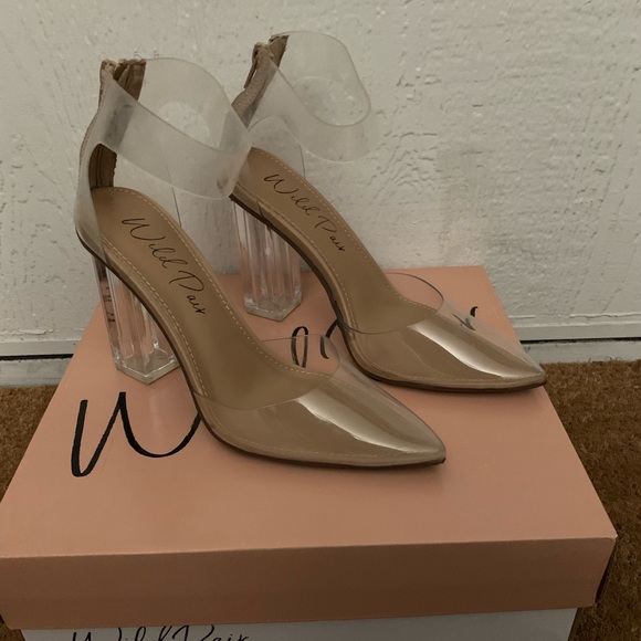 Wild Pair Shoes - Wild Pair / DellieV Women's Clear and Tan Heels